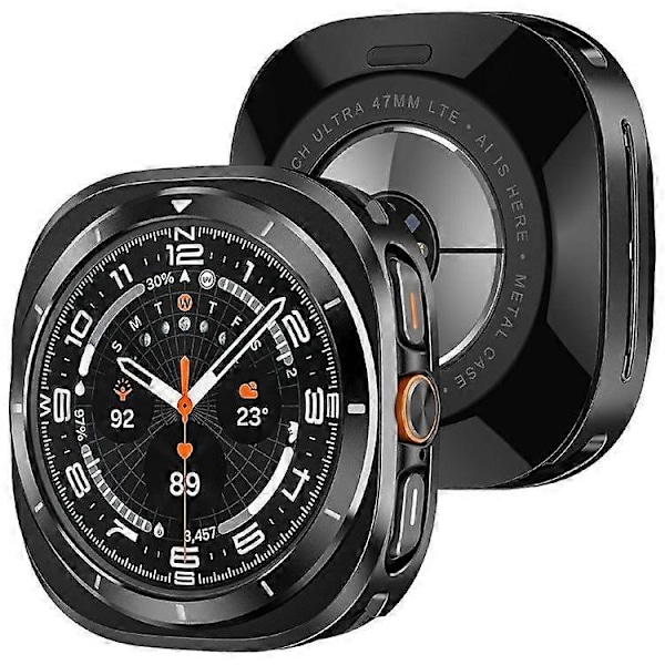 Beskyttelsesetui til Samsung Galaxy Watch Ultra 47mm, Urramme i aluminiumslegering PC{ee} Black Orange