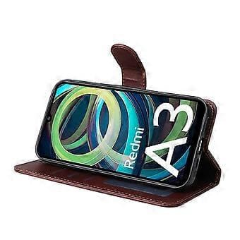 Xiaomi Redmi A3 4G/Poco C61 4G Fodral Magnetlås Läder Flip Plånbok Mobilskal Brun Style A