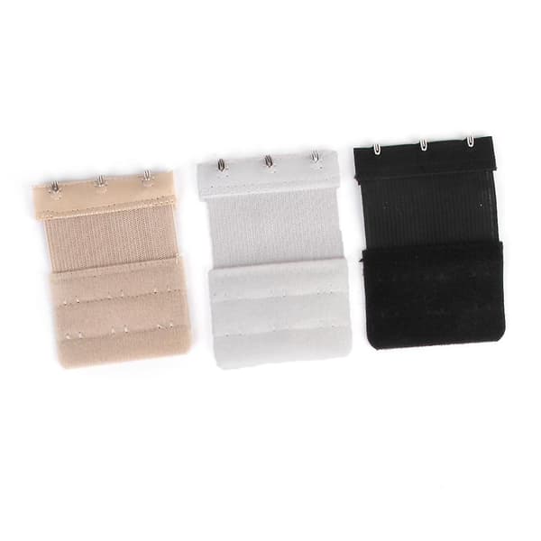 Phenovo Elastic 3-Eye Hook Bra Extender, 3 Pcs, Black, Nude, White