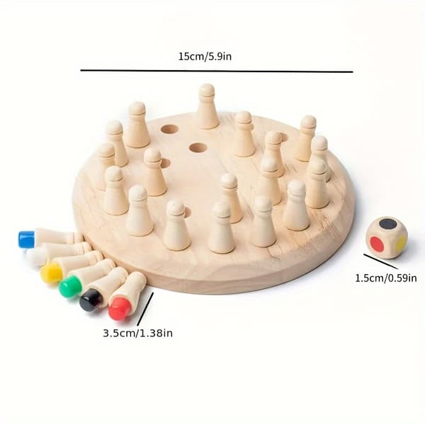 Farverigt skak-hukommelsesspil i træ med pinde, Memory Chess-puslespil Memory Chess Puzzle Game