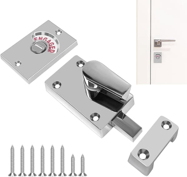 Dørlåsindikator - 85*38*13 mm, Rustfritt Stål - for Toalettbås, Opptatt/Ledig - Sølv