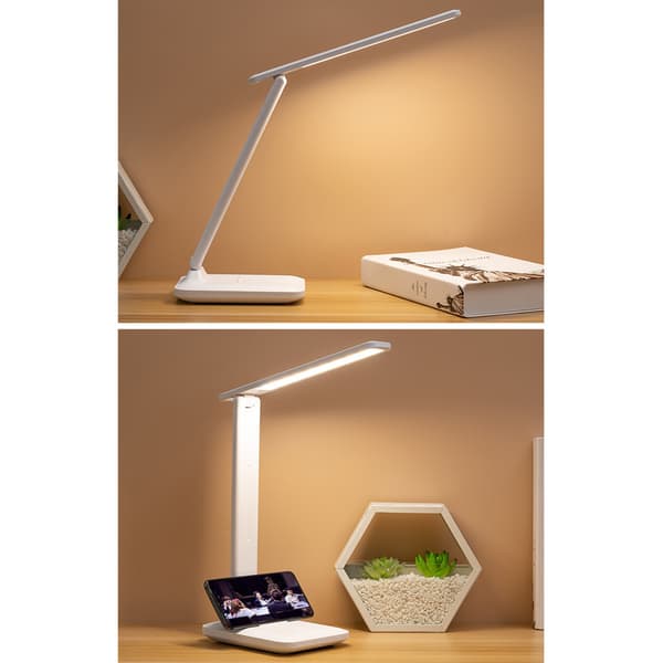 LED-bordlampe, berøringsdimmer, øyebeskyttelse, 180° sammenleggbart stativ, plug-in, læring