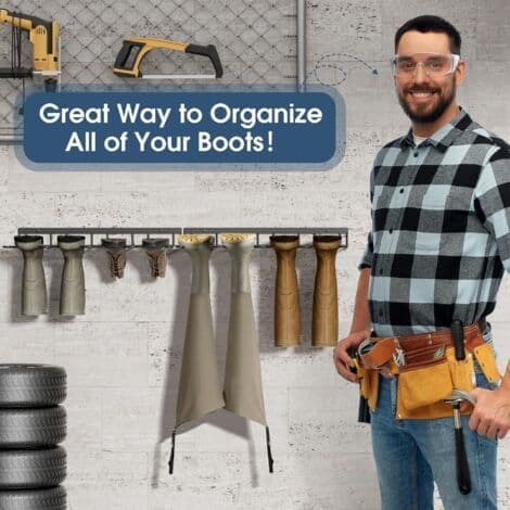 Boot Rack, Wader Hook, Wall Mounted Metal Shoe Rack, 4 Pair Boot Organizer (for Thigh High Boots and Cowboy Boots) (2-Pack)