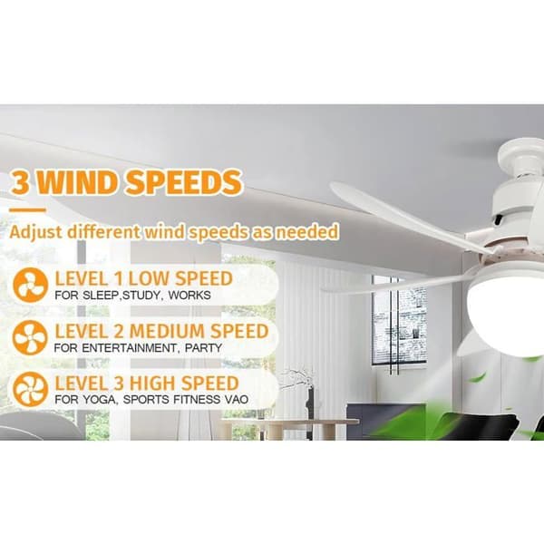 Ceiling Fan, 30W Ceiling Fan with Light, E27 Socket, Cream White Cover, Pearl White