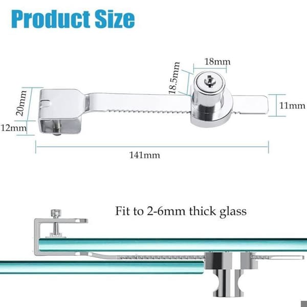 Sliding Lock with Different Keys, Display Cabinet Lock, Vivarium Lock, Terrarium Lock, Showcase Lock, Ratchet Lock