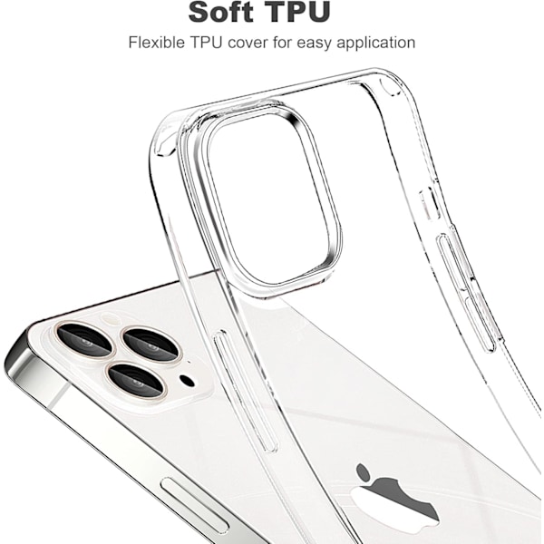 Kompatibel med iPhone 12 Pro Max Deksel Gjennomsiktig, Mykt Støtsikkert Beskyttende Slankt Tynt Bumperdeksel Mobil Deksel Gjennomsiktig