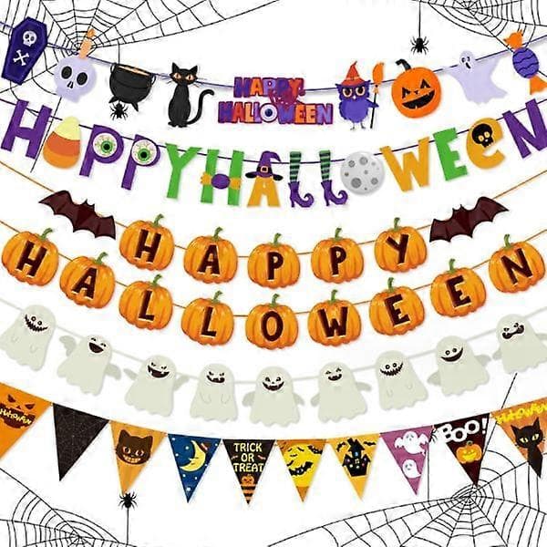 2 stk. Flag med græskar til Halloween - Halloween dekorationer