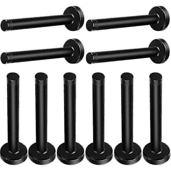 Dørstopper, 15 cm lang dørstopper, veggmontert, kraftig solid svart dørstopper børstet rustfritt stål med myk gummiknott - Perfekt black 6 Inch*10