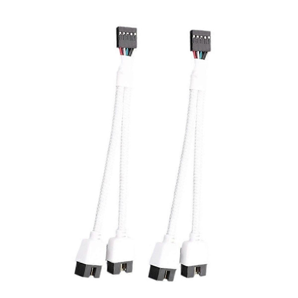 2 st Dator Moderkort USB 2.0 9-Pin till Dubbel 9-Pin Förlängningskabel Y Splitter Audio HD Förlängning