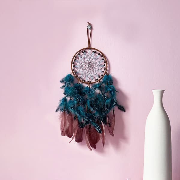 Retro Dark Blue Dream Catcher Feather Pendant Wind Chime Home Decor