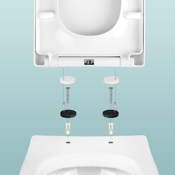 Toiletsæde. Standard toiletsæde med soft-close og quick-release. Nem installation. U-formet toiletskål/Hvid