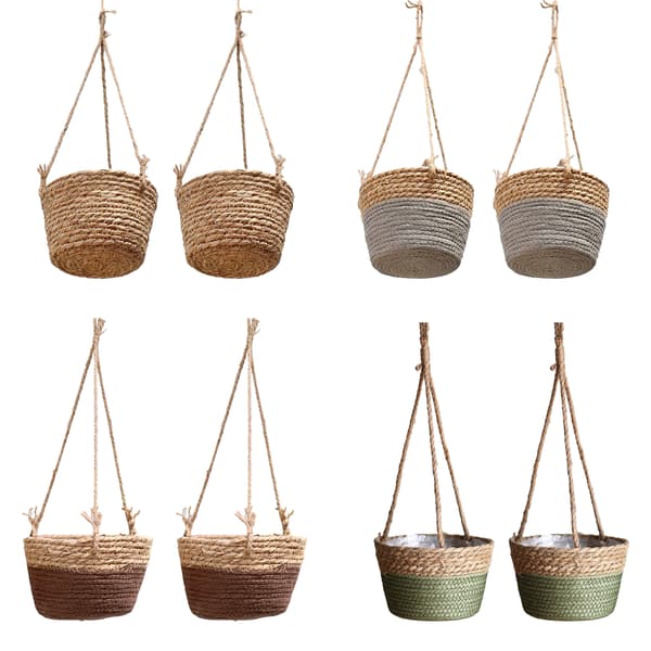 2 st Rottingblomkorg Hängande Kruka 20 cm Grön Maskintillverkad