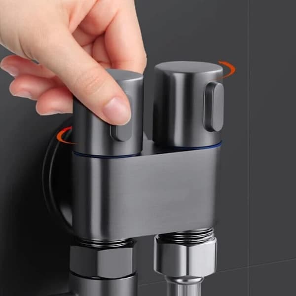 Mini multifunktionel messing 1-i-2 udløbs dobbeltkontrol bidet-sprøjte mat sort