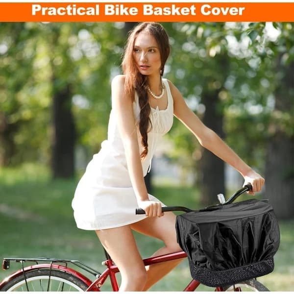 Bicycle Basket Rain Cover 2-pack Waterproof Elastic Fit for Front and Rear Bicycle Baskets Black