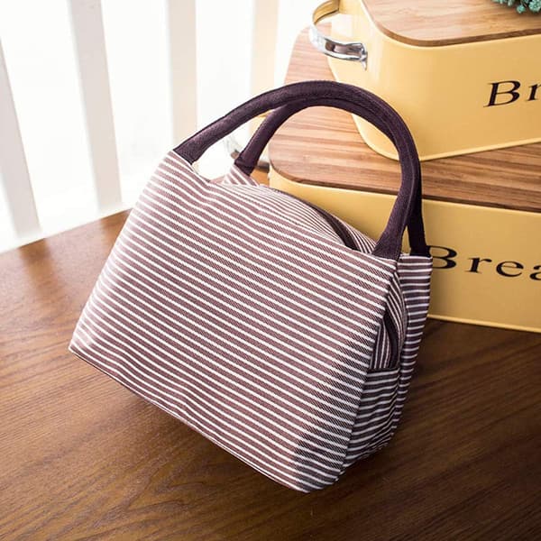 Insulated Foldable Lunch Bag with Zipper, Reusable, Brown, 1 Piece