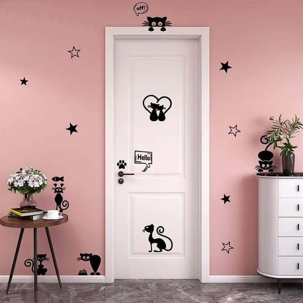 Cat Wall Decal, Light Switch Decals Cat Black Cat Wall Decals Cr