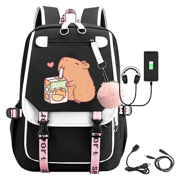 Capybara Backpack with USB Charging Ports - Laptop Bag M002