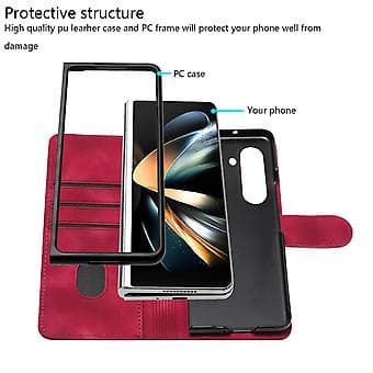 Elefantpreget PU-deksel til Samsung Galaxy Z Fold5 5G (Rosegull)