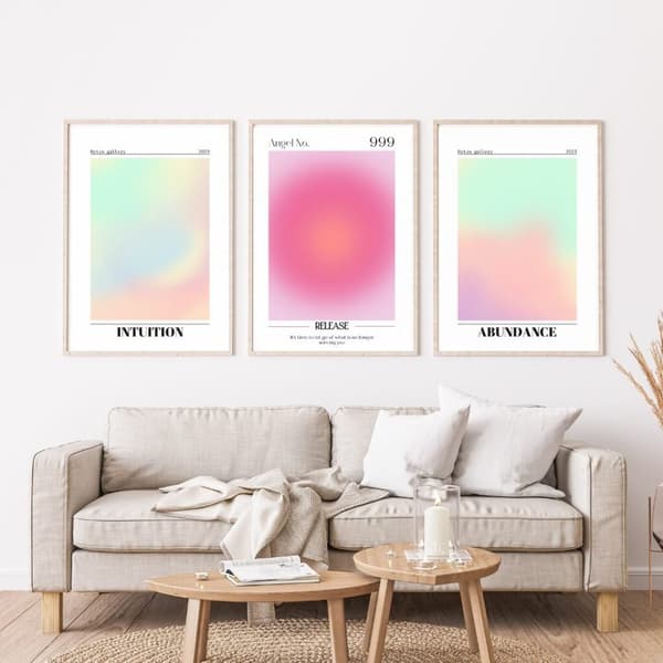 3-pak plakater i bløde pastelfarver