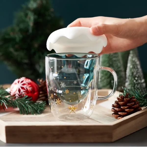 Christmas Tree Cute Star Wish Cup, Creative Double-Layer Christmas Glass