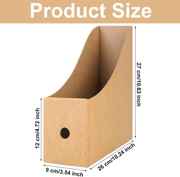 4 Kraftpaper Document Holders, Standing Cardboard File Folder for Books, Letters and Archives