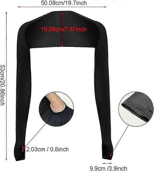 2 Sorte UV-beskyttelsesærmer til kvinder med fingerhuller, polyester, solbeskyttelse