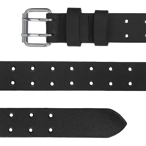 Specialkampanj! Högkvalitativa nya dubbelspänne arbetsbälten i läder för män | 38 mm breda | Robusta | Äkta läderbälte