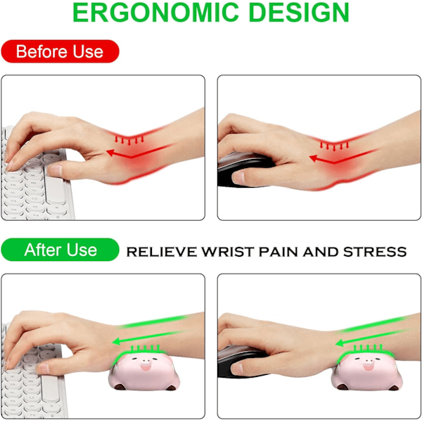 Ergonomisk musehåndledsstøtte i memoryskum, lyserød