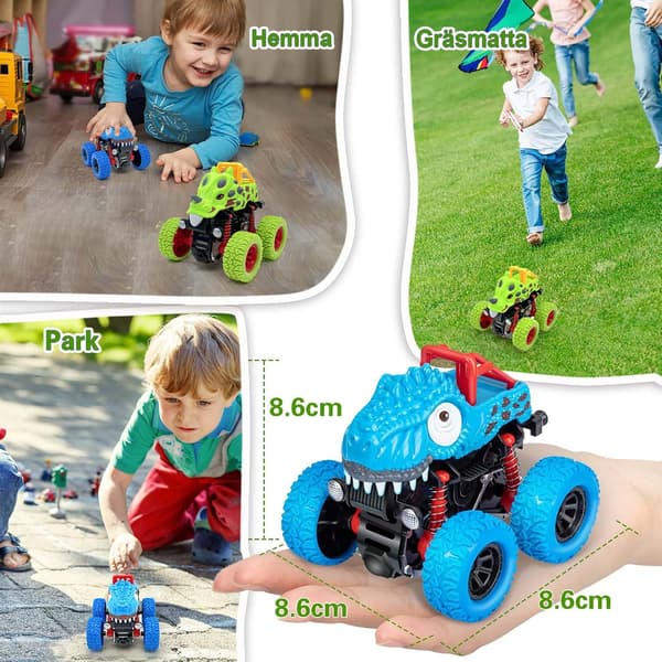 Billeksaker 2-pack Dinosaurie Monstertruck för Barn 2-4 År Pojkar