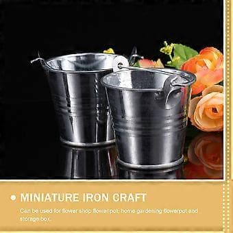 6 stk Metallbøtter med håndtak, blomsterpotter i jern