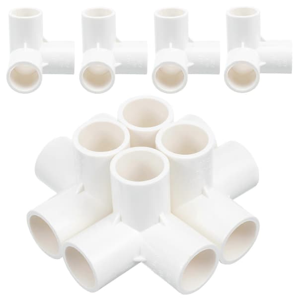 8 pcs 1 bag Three-way Joint Simple Pipe Fittings Connection Joints (White)