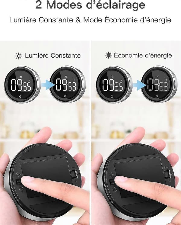 【LD】Kitchen Timer with Stopwatch Function and Countdown in Aluminum Alloy, 2 Screens, 3 Volume Levels