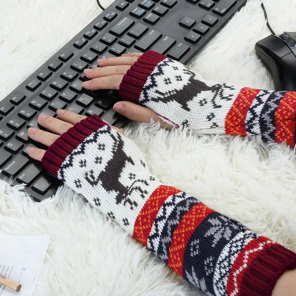 Strikkede fingerløse damehandsker - håndledsvarmere - julehandsker - One Size - H& Warmers