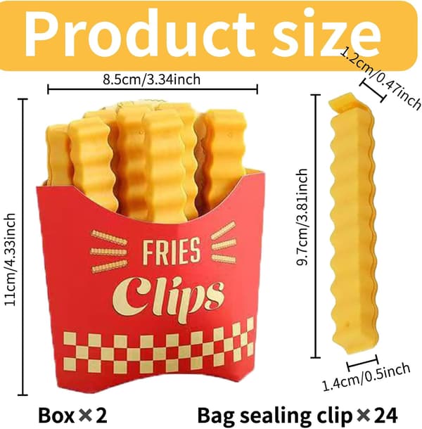 24-pack pommes frites påsklämmor - roliga matpåsklämmor med magneter