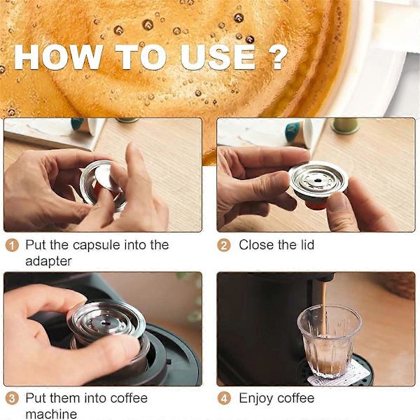 Kaffekapseladapter för Vertuo-maskiner, Kaffepoddadapter i rostfritt stål för Vertuo /Vertuo Ne (FMY) Silver