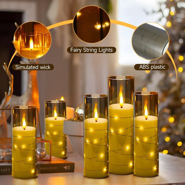 LED Flameless Candles Battery Operated Flickering Flame Glass Effect with Remote Control and Timer