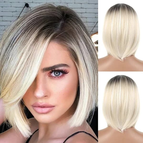 Kvinner Mellomlang Lys Blond Mellomlang Parykk