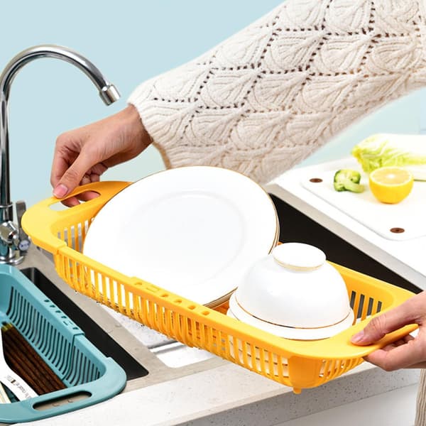 Dish Rack Strainer | Sink Basket | Extendable strainer for washing vegetables & fruit, draining cooked food
