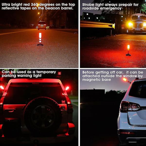 2 stk. LED Advarselslys Vejside Beacon Sikkerhedsblink