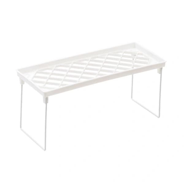 Dormitory Storage Shelf Strong PP Metal Foldable Design Simple Style Desk Display Shelf for Home Dorm Office White S