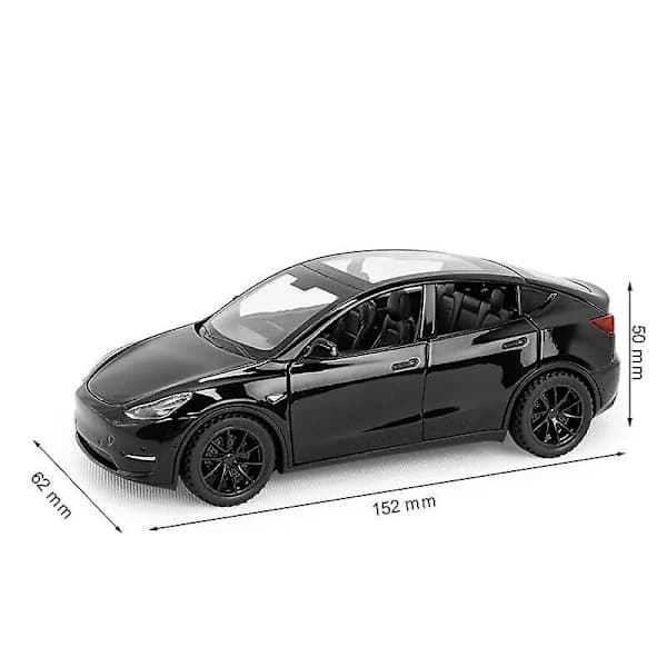 1/32 Tesla Model Y SUV Legetøjsbil Model Trykstøbt Legering Metal Miniature Lyd & Lys Træk Tilbage 1:32 Samling Gave Til Dreng Børn Sort
