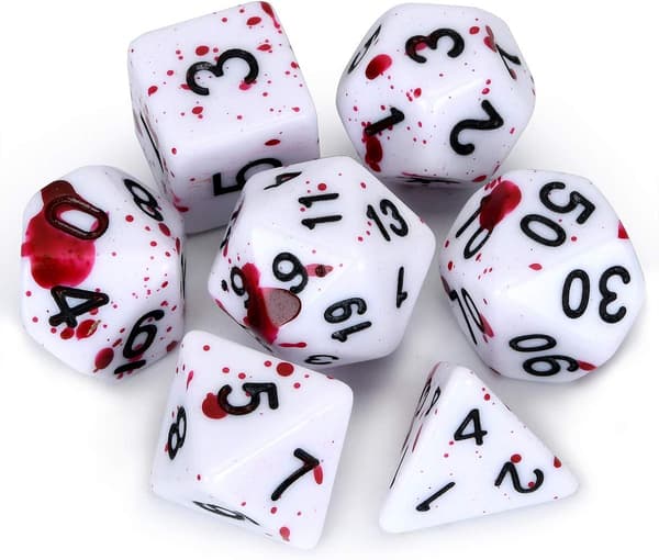 DD(Fuchsia) Uregelmessig rullende terningesett Blodige røde prikker Polyhedral rollespillterning D20 Terningesett 7 Dungeons and Dragons Terninger