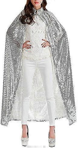 Halloween-koriste viitta hopea polyesteri paljetit 140 cm