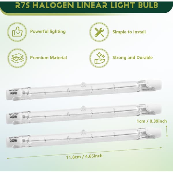 5-pack R7S 118mm 300W 230V R7S Halogen Linear Bulb Dimmable Lamp for Landscape Lighting Construction Work