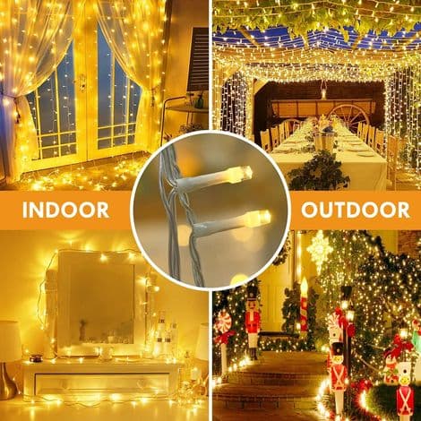 Outdoor and Indoor String Lights, 100m 600 LED Christmas Tree String Lights with Plug, Waterproof, Outdoor Christmas String Lights