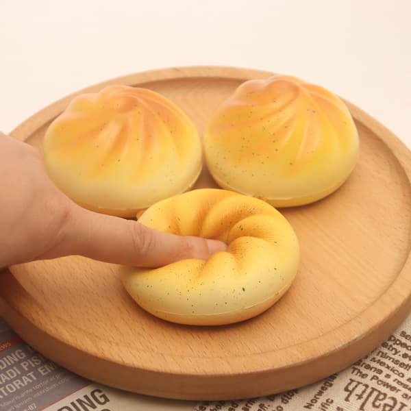 3 st. lökfriterad dumpling-påse dekompressionsleksak, långsam återhämtning, PU-skum, klämleksak
