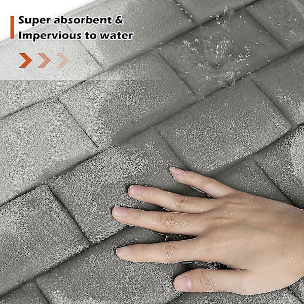 Badrumsmatta Superabsorberande Vatten Halkfri Memory Foam Badrumsmattor För Badrum Maskintvättbar Snabbtorkande 40 X 60 Cm Ljusgrå