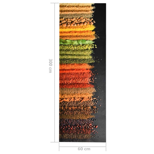 vidaXL Køkkenmåtte maskinvaskbar krydderier 60x300 cm multifärg multicolor