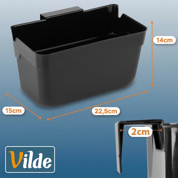 Hængende affaldsspand, sort, 2,5 l, 22,5 x 15 x 13,5 cm