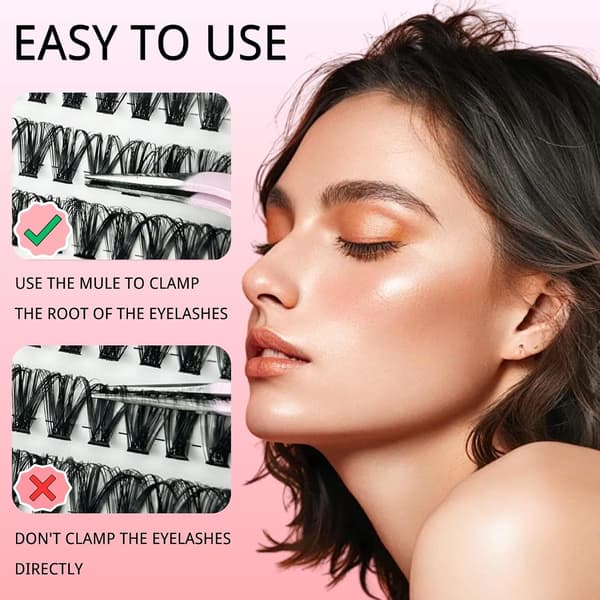 Individual Eyelashes Cluster Lashes Kit Eyelashes Fluffy Russian Eyelash Extensions Curly Long-lasting Eyelash Clusters (8-16mm Mix)